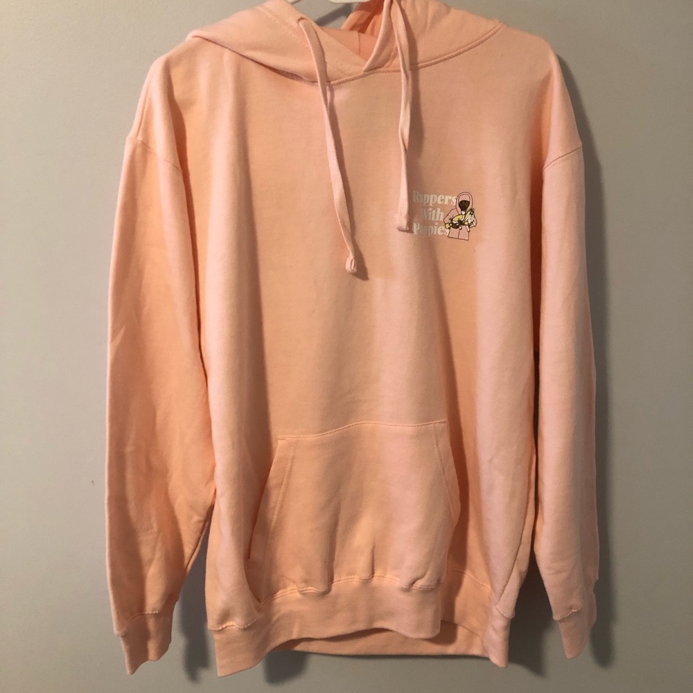 Rappers with Puppies Hoodie, Medium, Pink, Dog unlimited